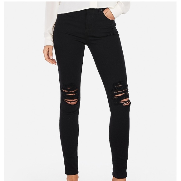 High Rise EXPRESS Distressed Jeans (8)